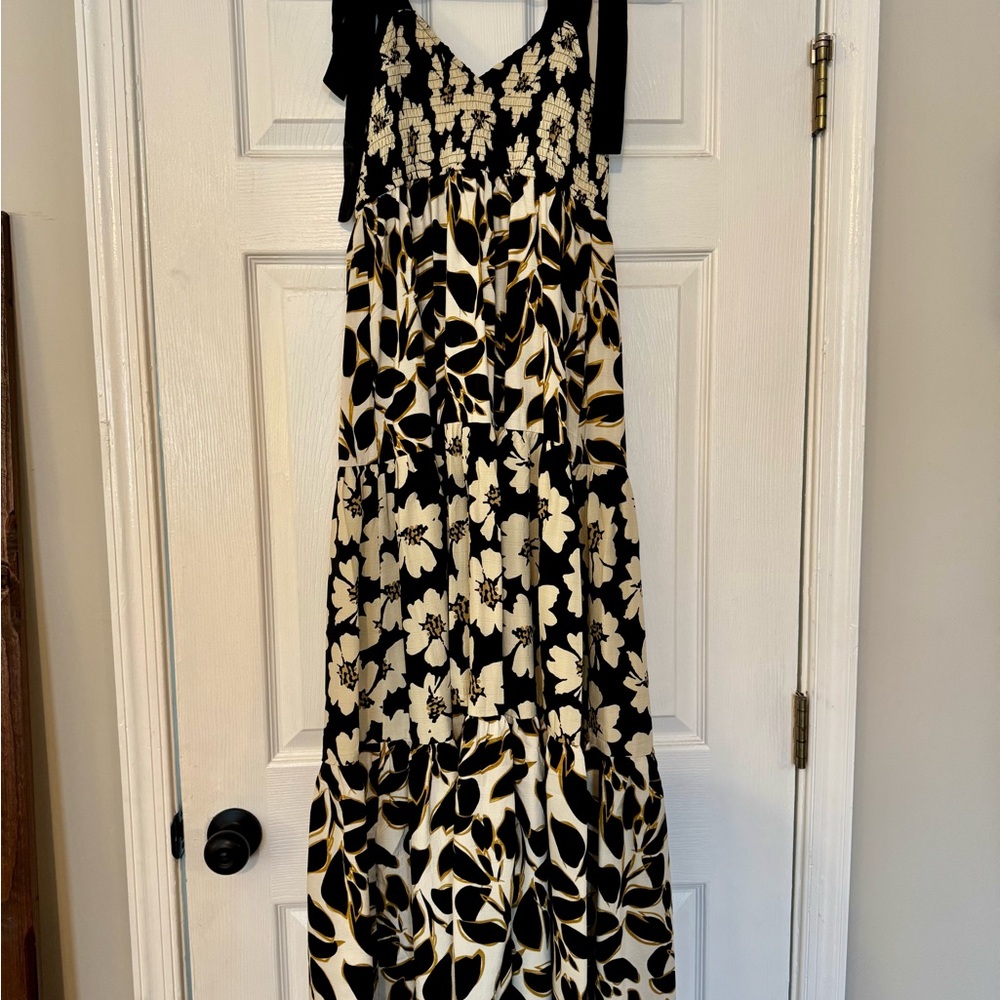 CJLA Floral Black and Cream Botina Maxi Dress